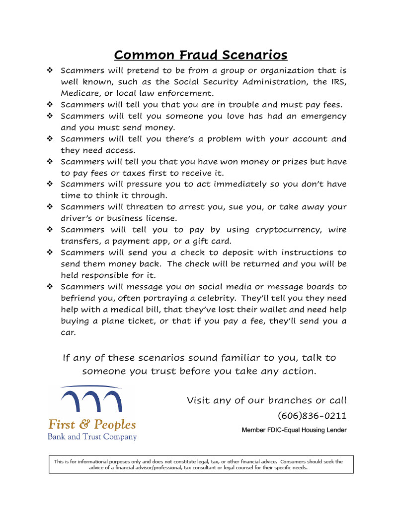 Common Fraud Scenarios Flyer