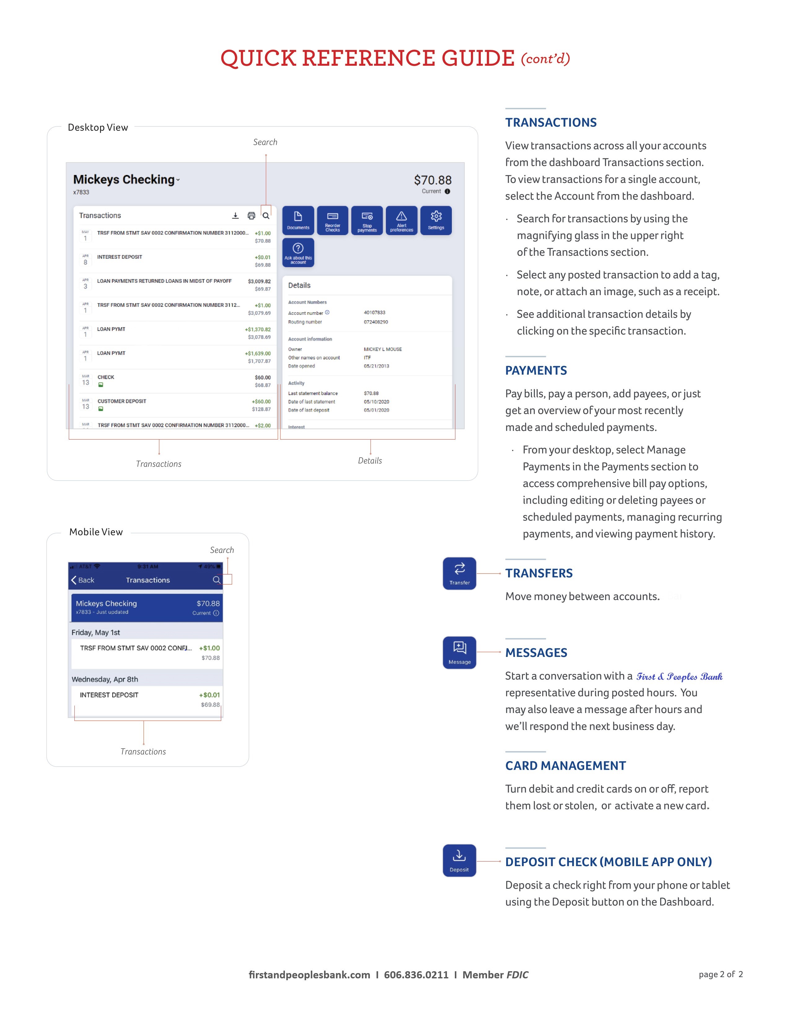 OLB quick reference guide page 2